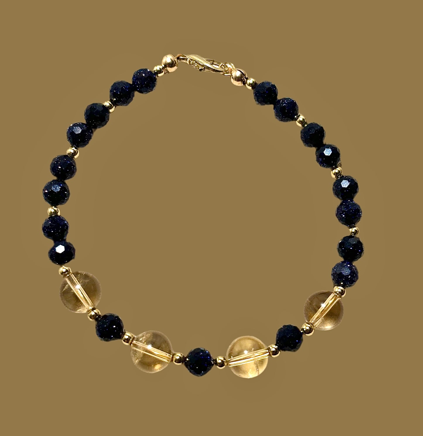 Blue Goldstone & Citrine Bracelet
