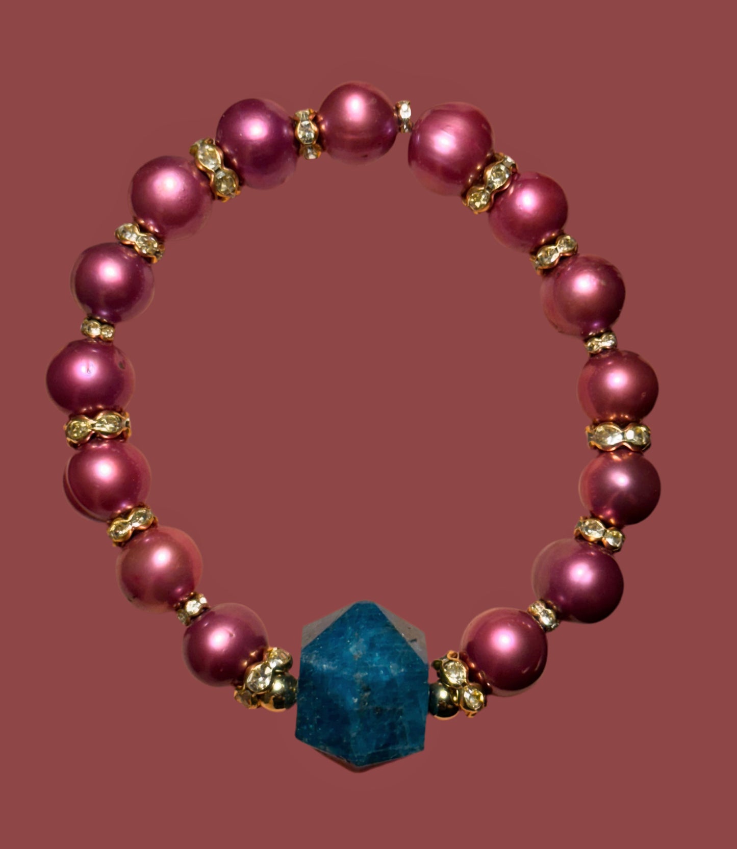 Blue Apatite & Fuchsia Pearl Bracelet
