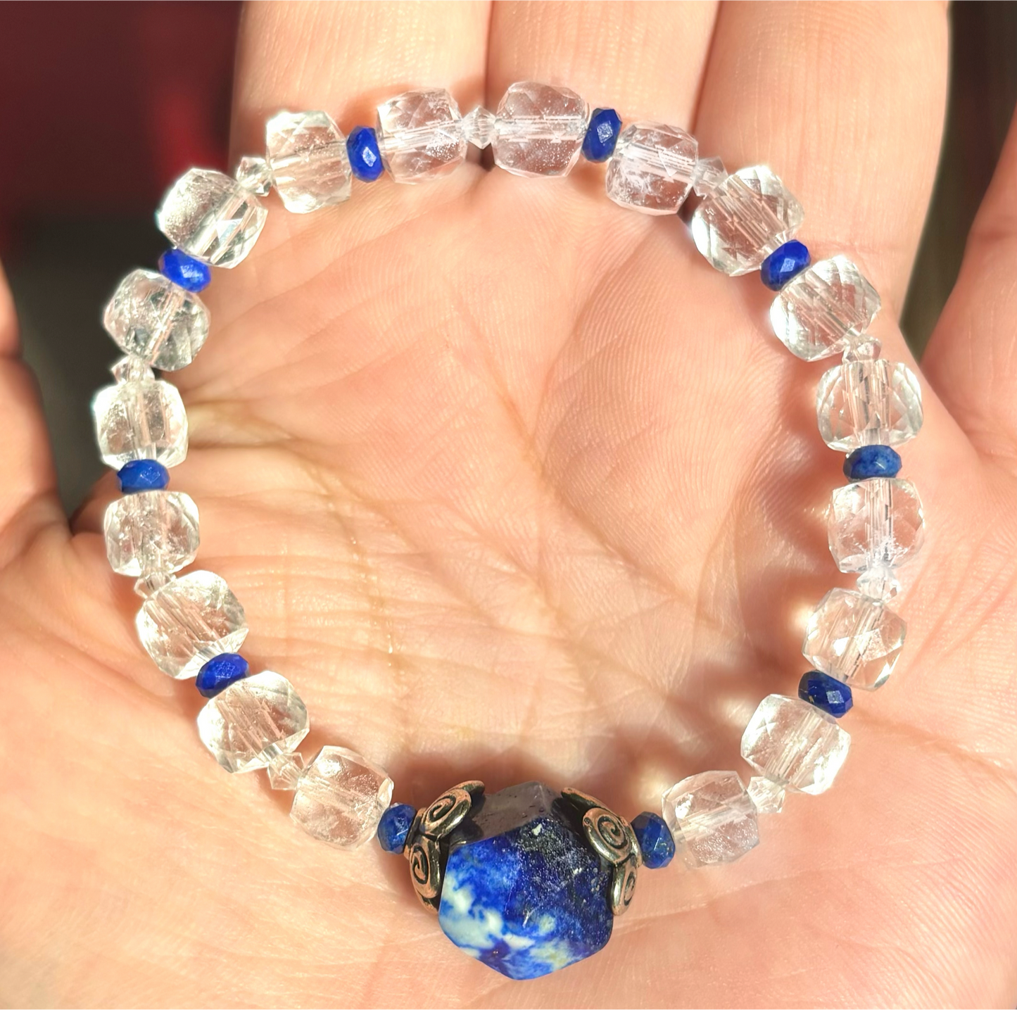 Lapis Lazuli & Clear Quartz Bracelet