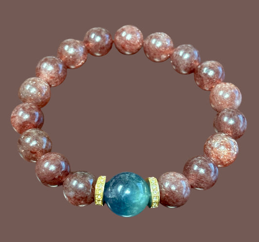 Fluorite & Strawberry Quartz Bracelet