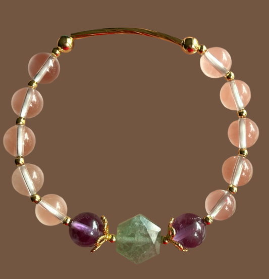 Clear Quartz, Chalcedony & Amethyst Bracelet