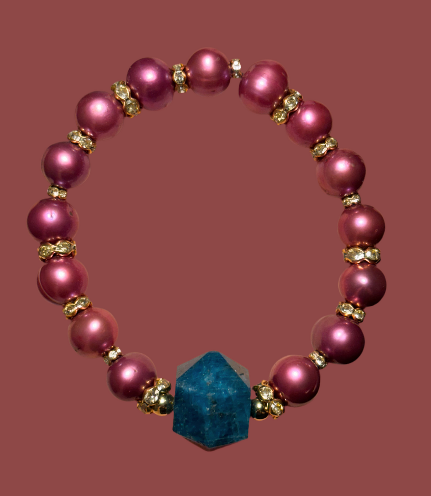 Blue Apatite & Fuchsia Pearl Bracelet