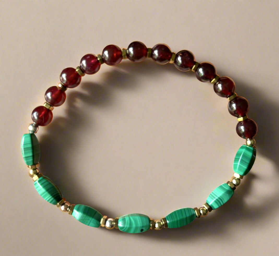 Malachite & Garnet Bracelet