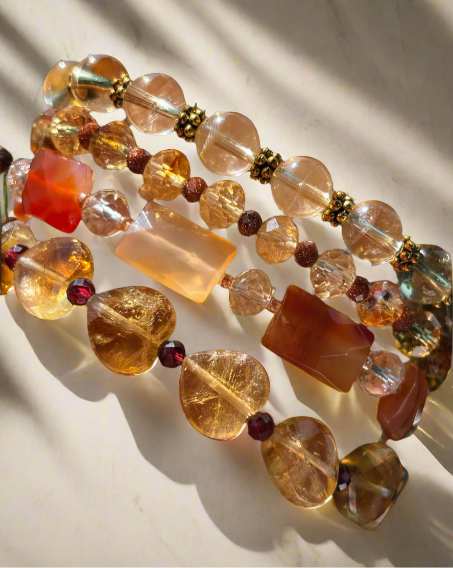 Citrine Heart & Garnet Bracelet