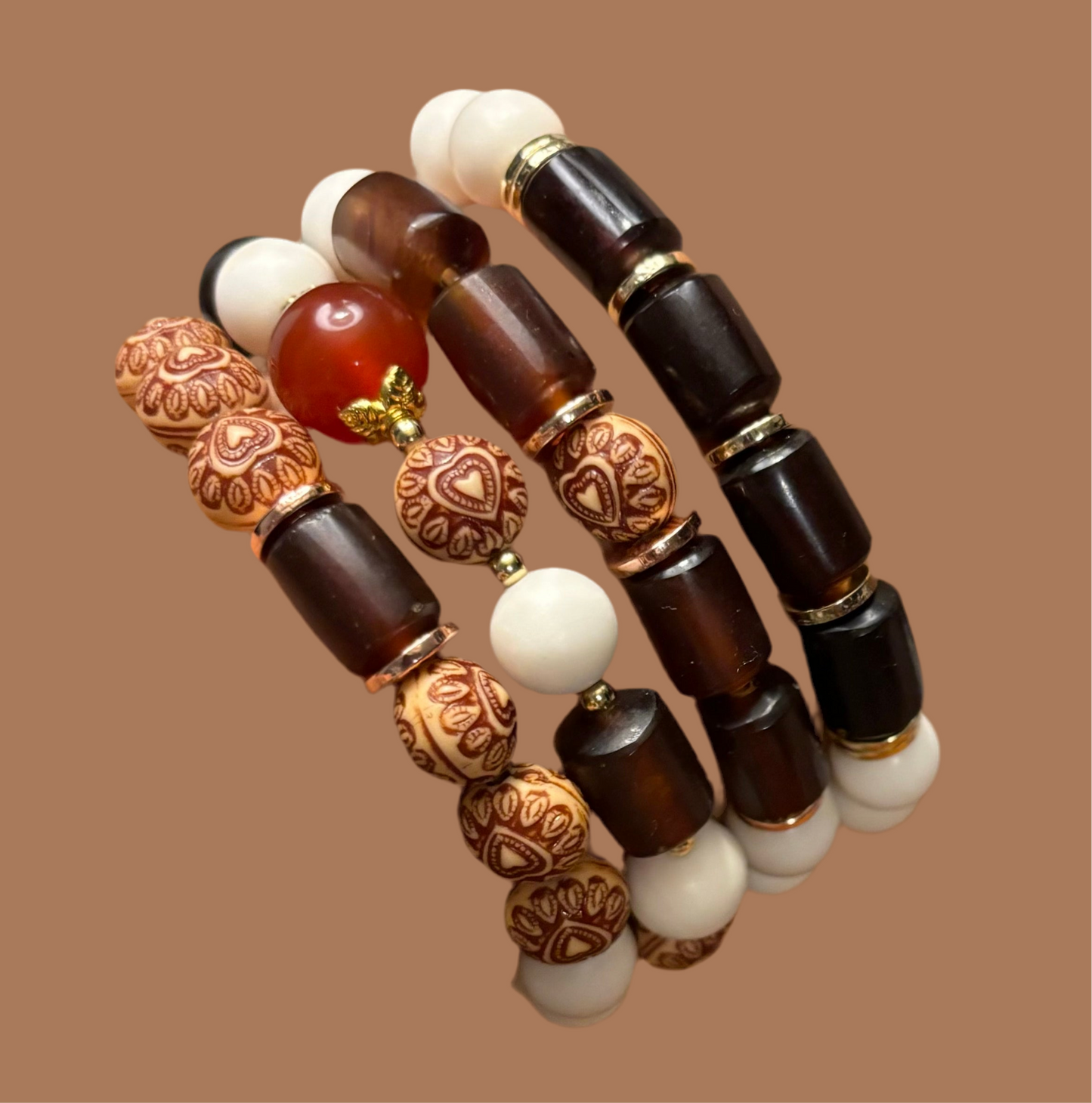 Ivory Jade & Amber Bracelet II