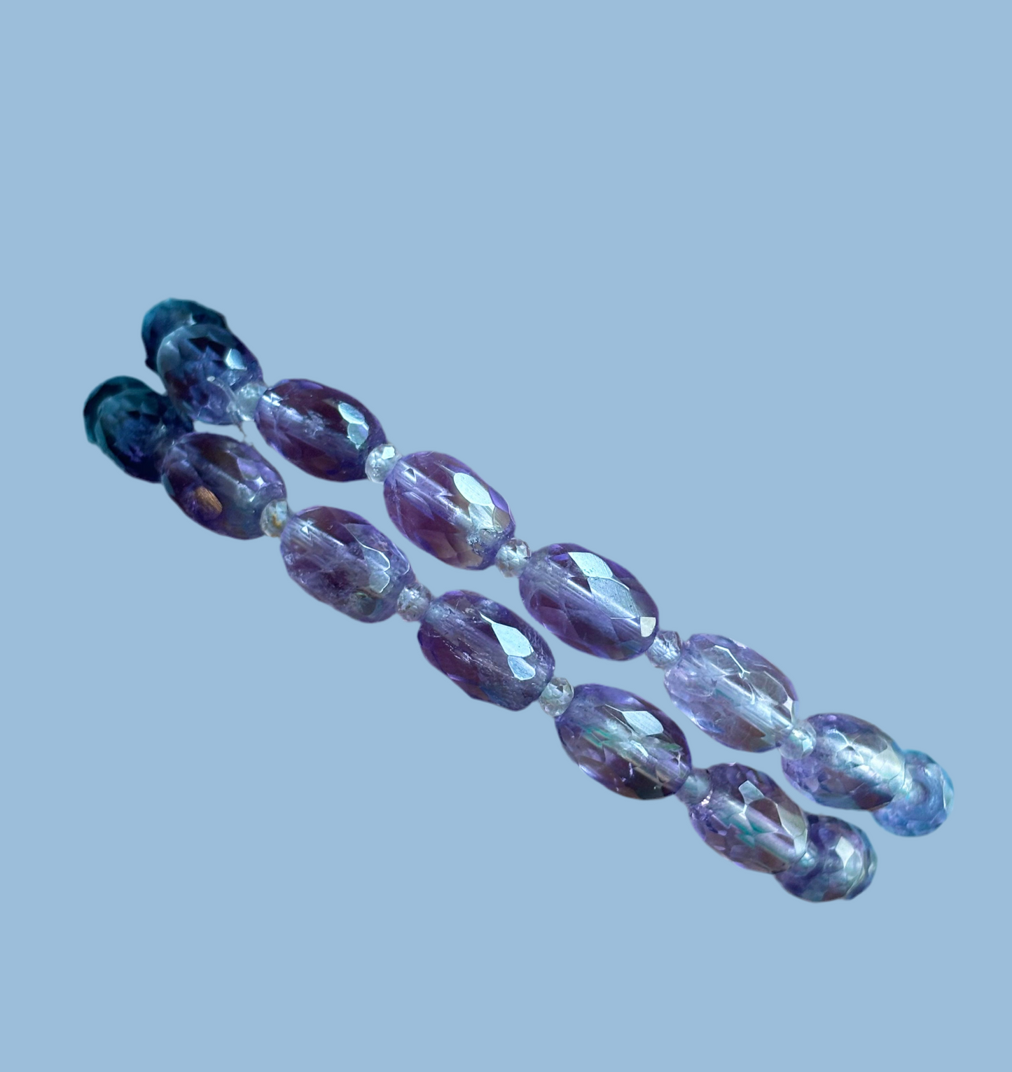 Oval Amethyst Faceted Bracelets (set of 2)