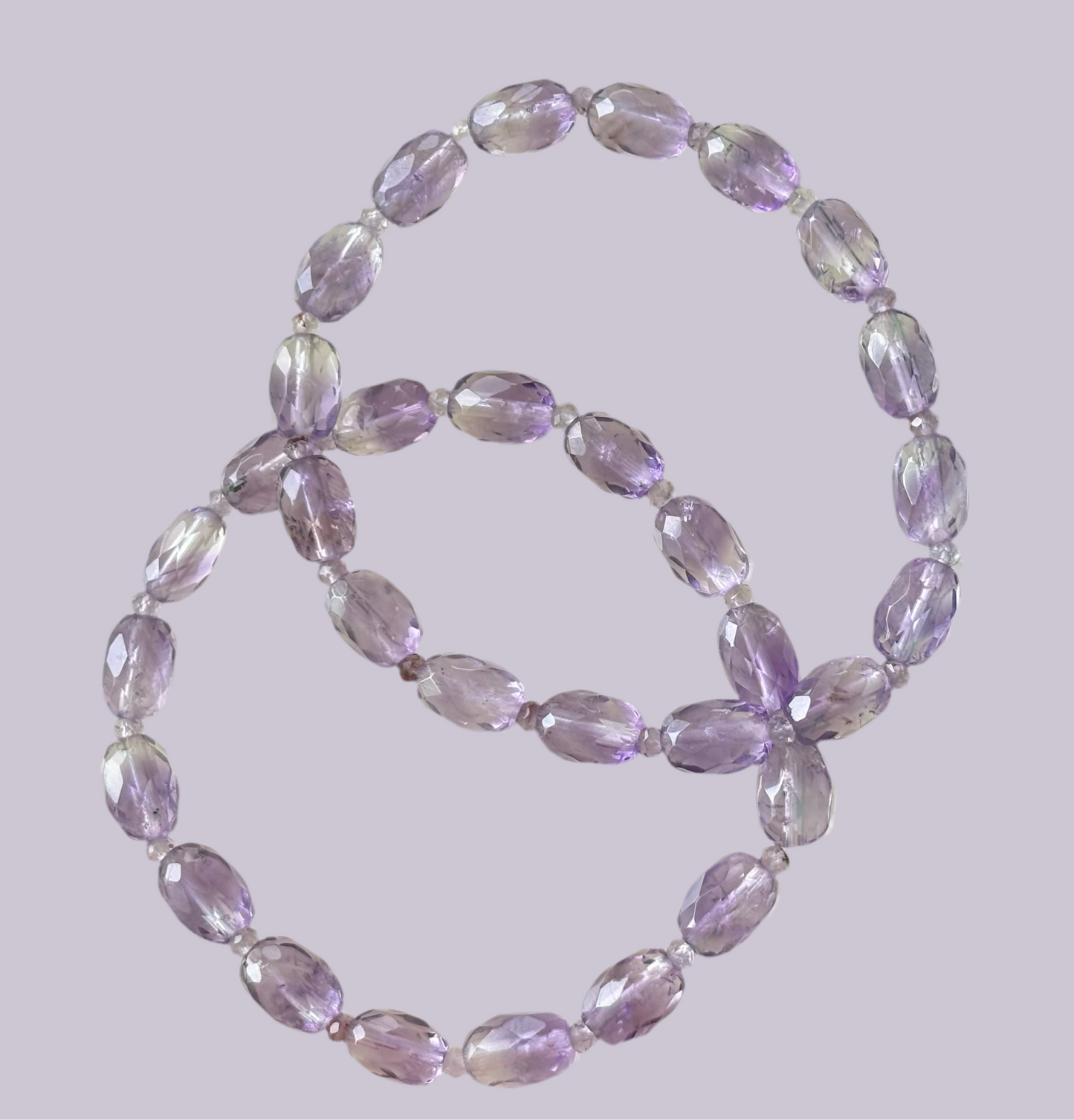 Oval Amethyst Faceted Bracelets (set of 2)