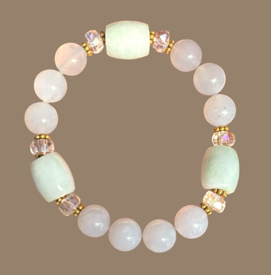 Burmese Jade & Chalcedony Bracelet