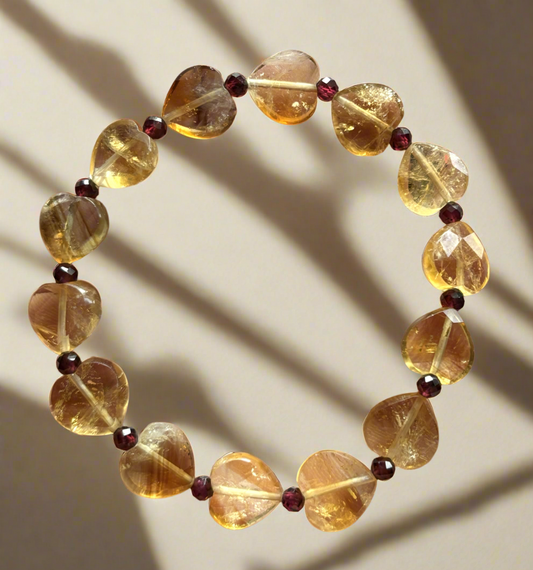 Citrine Heart & Garnet Bracelet