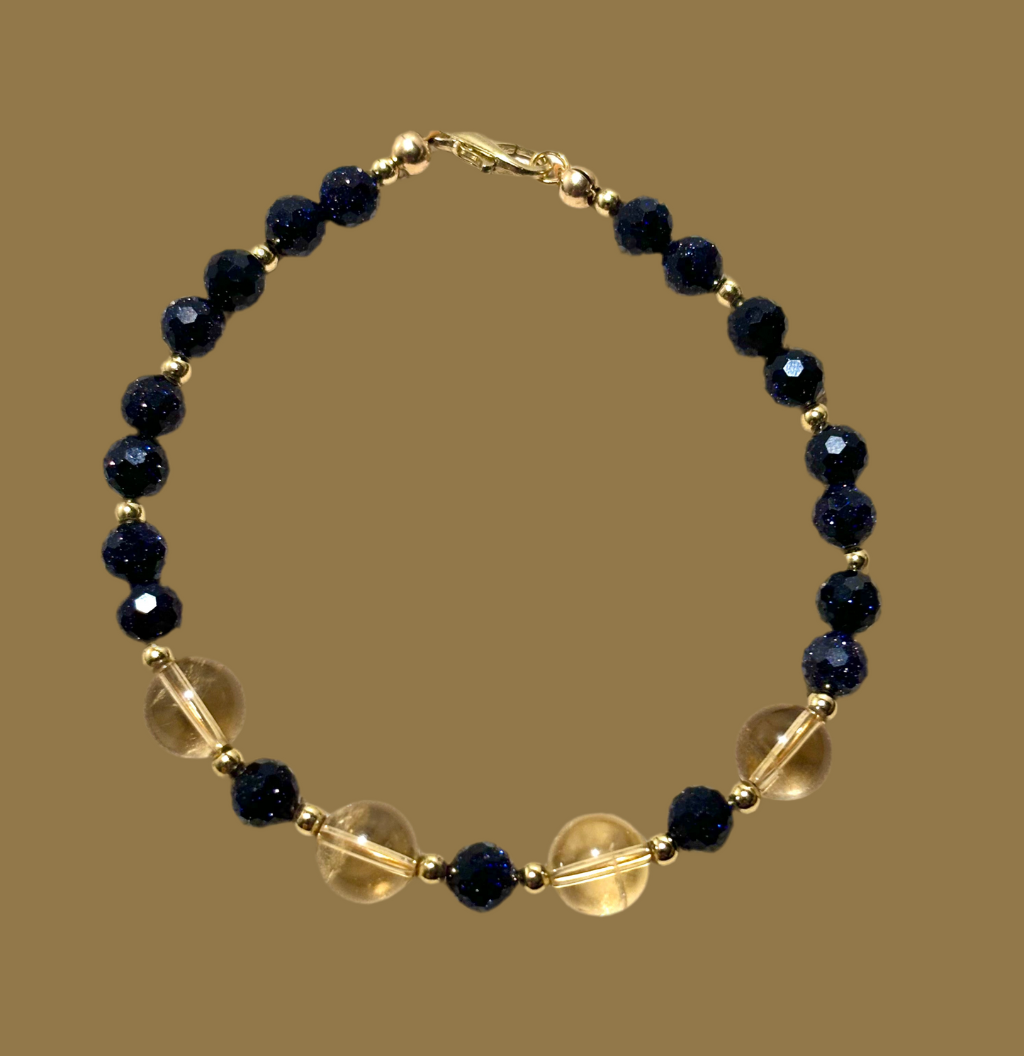 Blue Goldstone & Citrine Bracelet