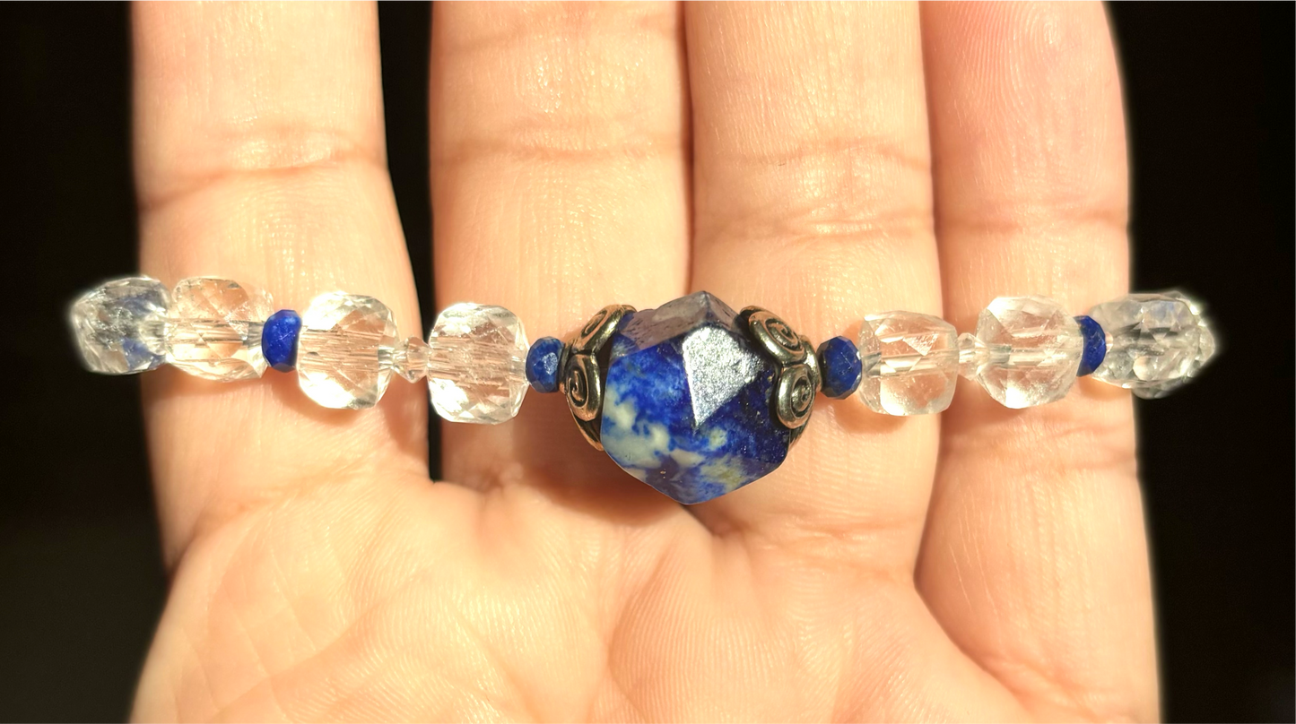 Lapis Lazuli & Clear Quartz Bracelet