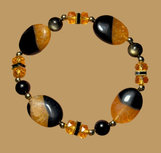 Bumble Bee Agate & Citrine Bracelet