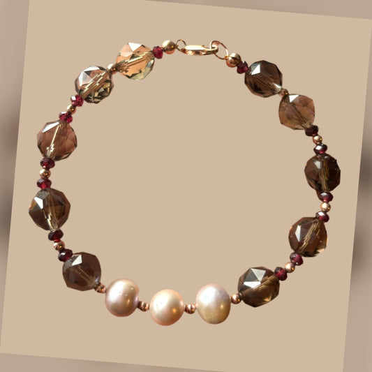 Pearl & Smoky Quartz Bracelet