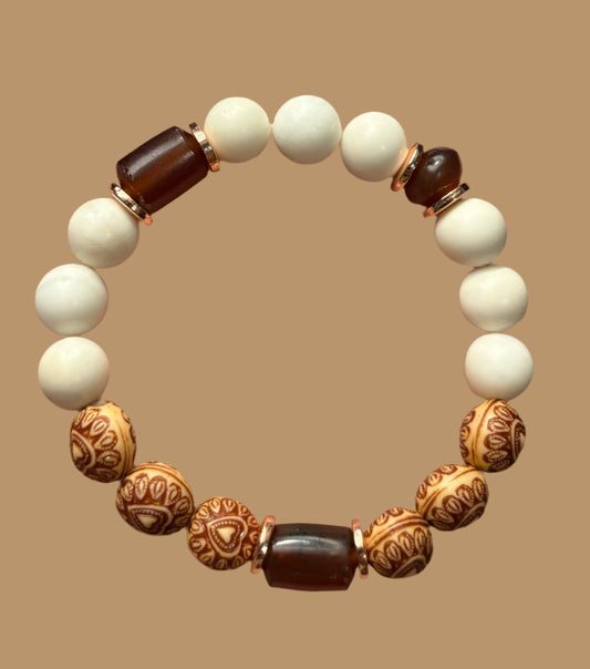 Ivory Jade & Amber Bracelet II